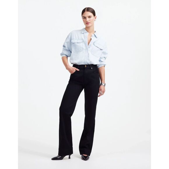 NWT Alexa Chung‎ for Madewell High-Rise Straight Jean 100% Cotton Black Denim 28 - Picture 1 of 14